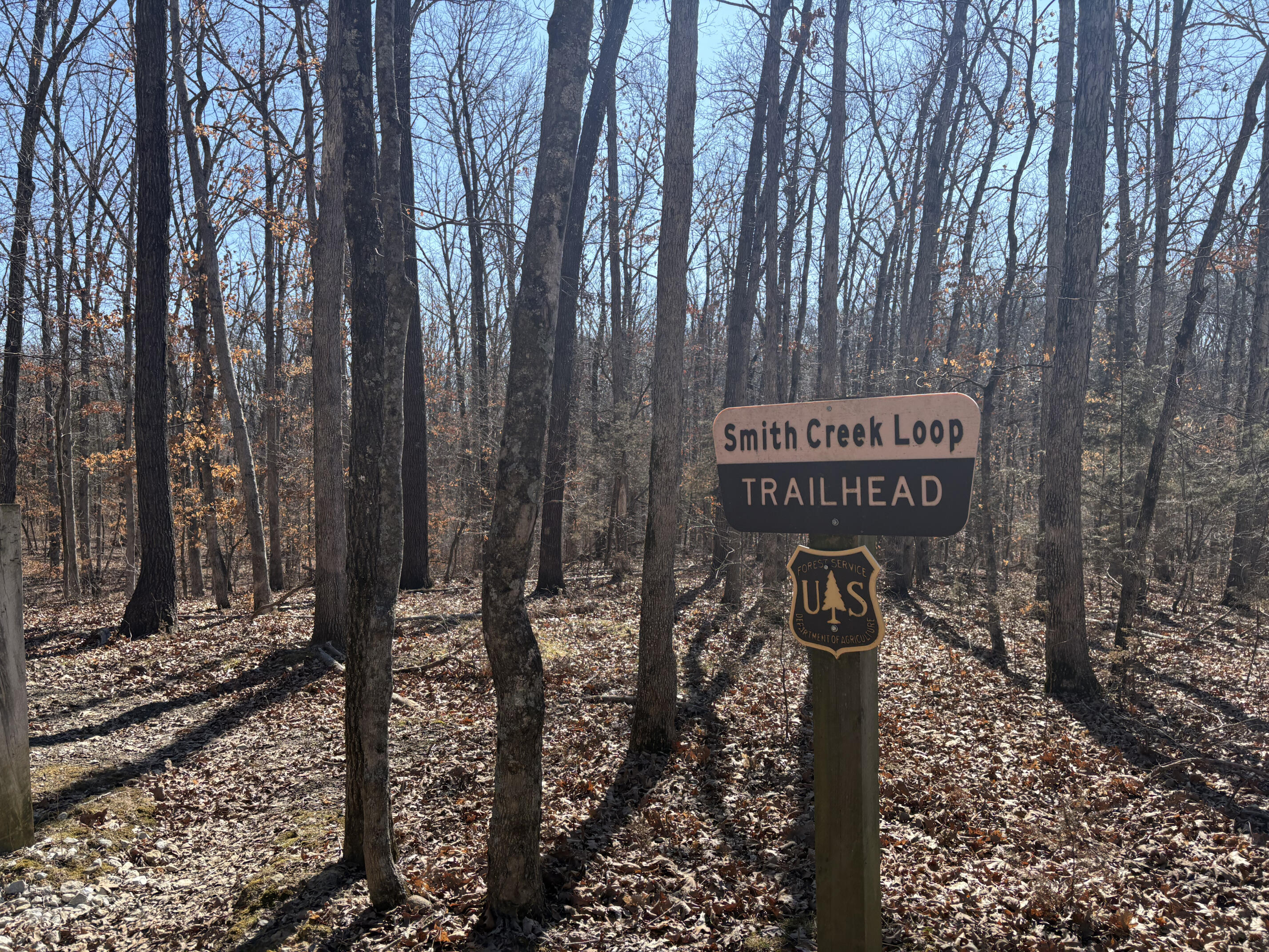 Trailhead on the Mark Twain Trail head for Smith Creek Loop on the Mark Twain National Forest.